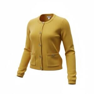 J.Crew Women’s Mustard Yellow Knit Cardigan Sweater Size M NWT Cotton Gold Warm